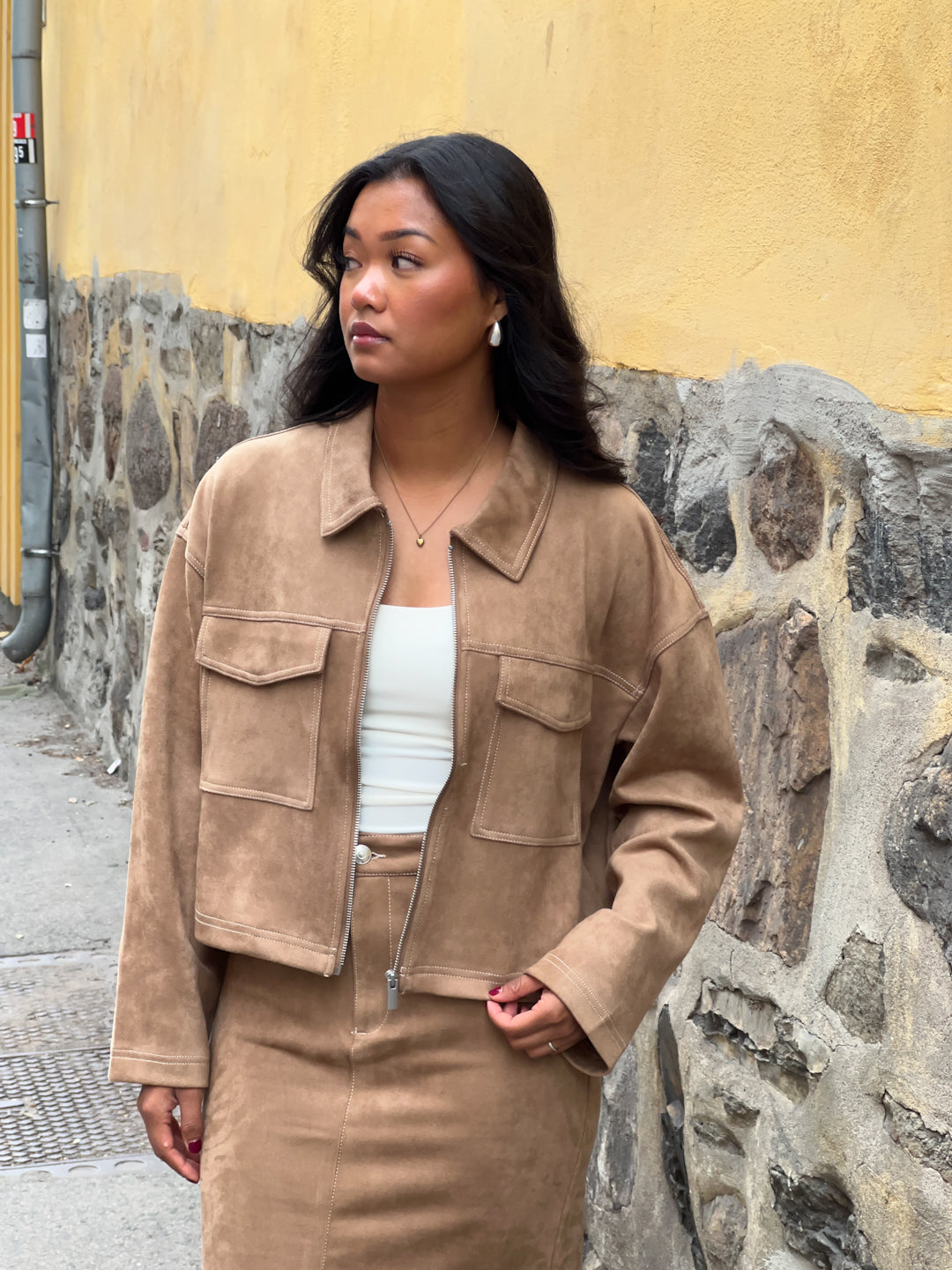 ONLSTINA Faux Suede Jacket - Brun